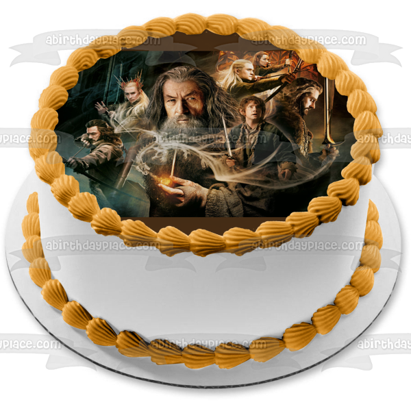 The Hobbit Gandalf Bilbo Thorin Legolas Thranduil Tauriel and Bard Edible Cake Topper Image ABPID06498