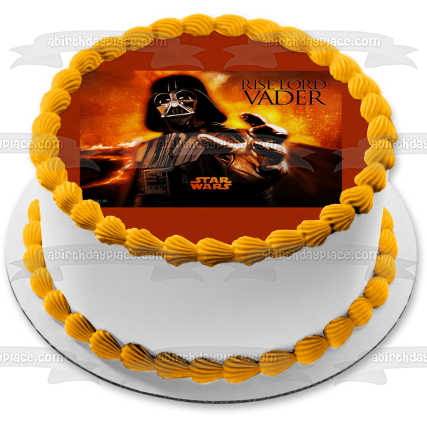 Star Wars Logo Darth Vader Rise Lord Vader with a Fiery Background Edible Cake Topper Image ABPID06504