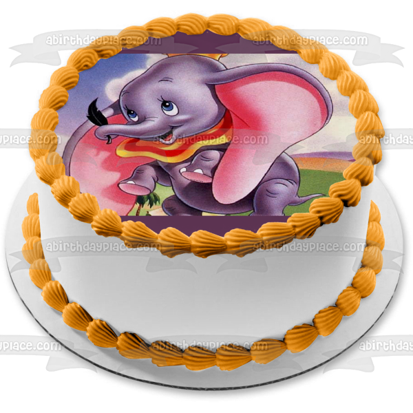 Dumbo Clouds and a Feather Edible Cake Topper Image ABPID06506