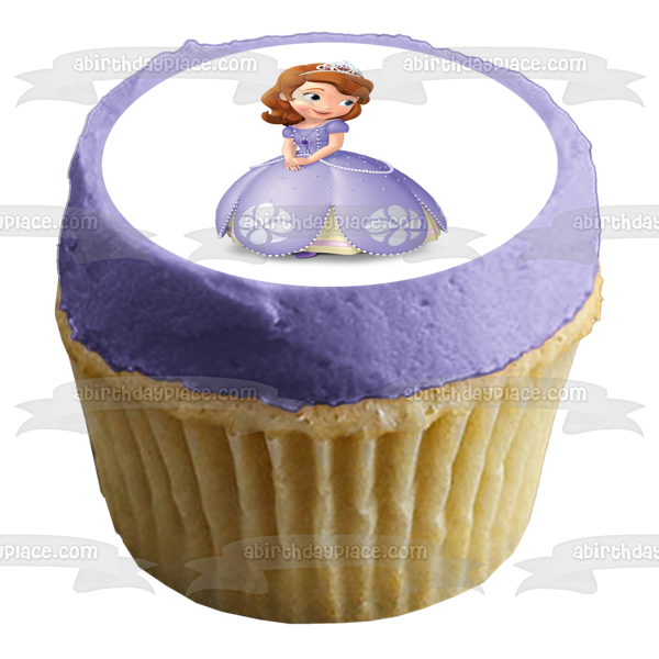 Sofia the First Ball Gown and a  Tiara Edible Cake Topper Image ABPID06511