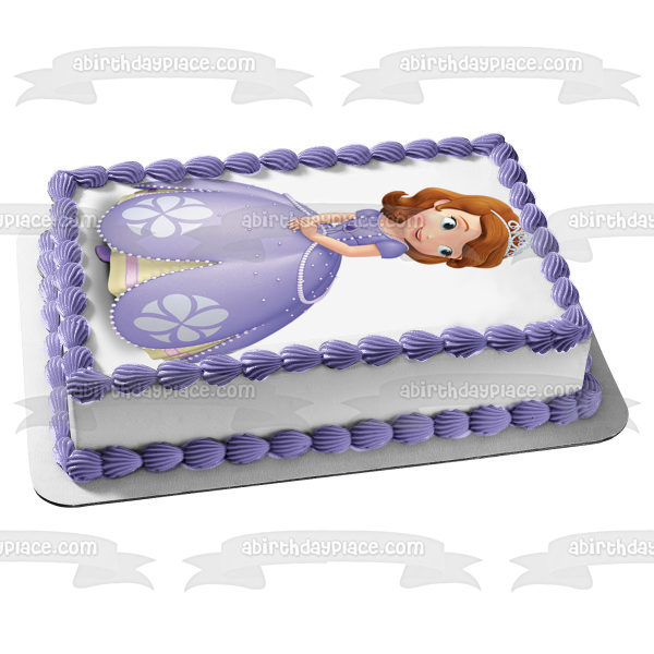 Sofia the First Ball Gown and a  Tiara Edible Cake Topper Image ABPID06511