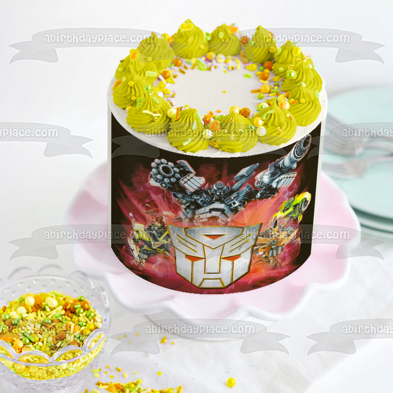 Transformers Autobots Optimus Prime Bumblebee Brawn and Blaster Edible Cake Topper Image ABPID06512