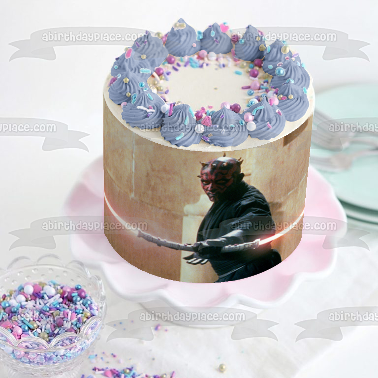 Star Wars Solo Darth Maul with a Double Lightsaber Edible Cake Topper Image ABPID06538