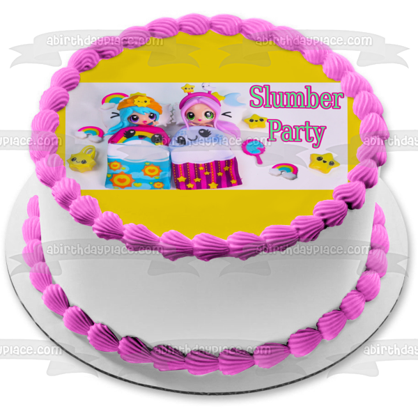 Slumber Party Sleeping Bags Stars and Rainbows Edible Cake Topper Image ABPID06633