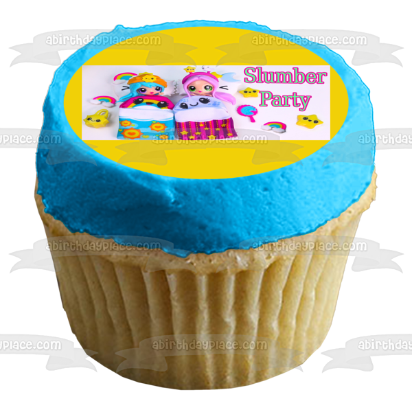 Slumber Party Sleeping Bags Stars and Rainbows Edible Cake Topper Image ABPID06633