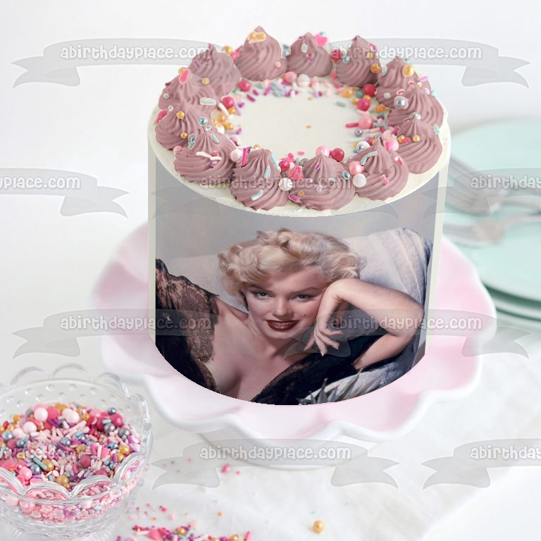 Adorno comestible para tarta con vestido negro de Marilyn Monroe, imagen ABPID06555 