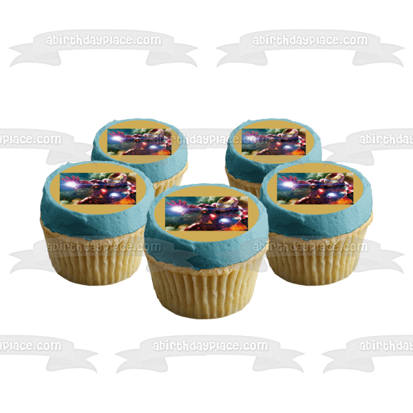 Iron Man Flying with a  Dark Clouds Background Edible Cake Topper Image ABPID06567