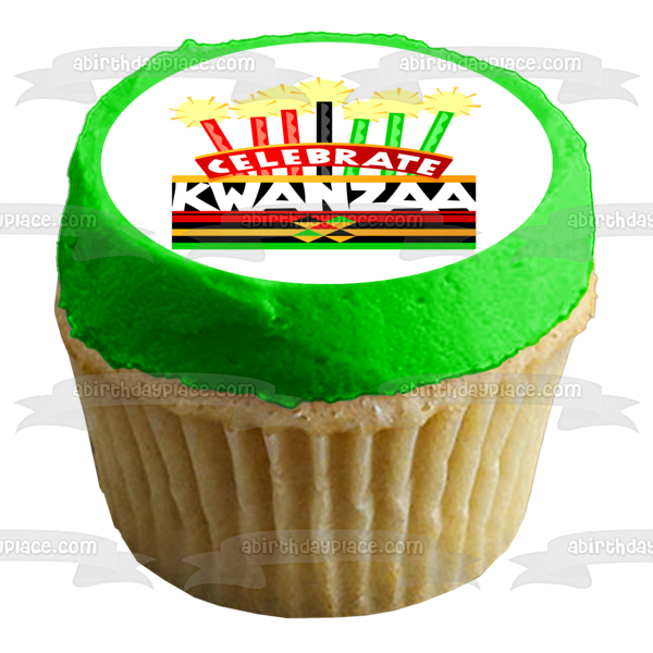 Celebrate Kwanzaa Holiday Cake and Candles Edible Cake Topper Image ABPID06661