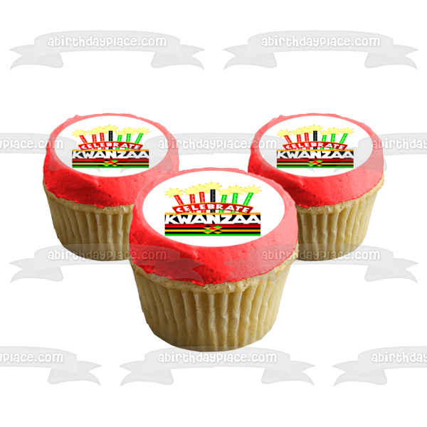 Celebrate Kwanzaa Holiday Cake and Candles Edible Cake Topper Image ABPID06661