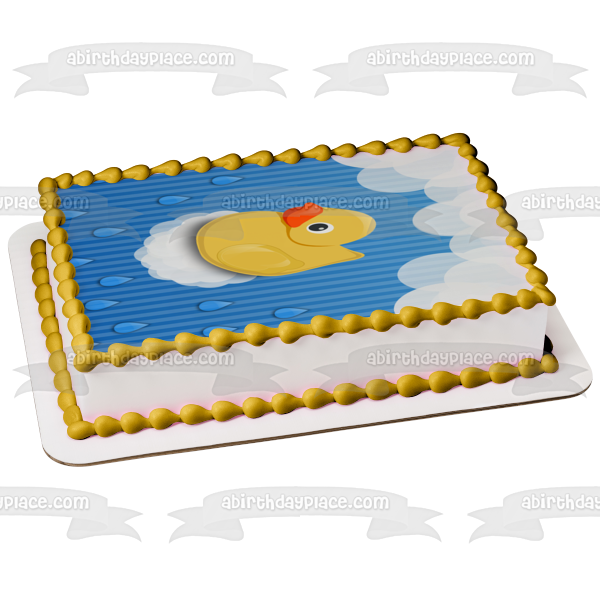 Rubber Ducky Bubbles and Water Drops Edible Cake Topper Image ABPID06594