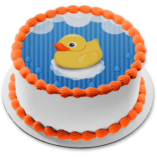 Imagen de adorno comestible para tarta con burbujas y gotas de agua de patito de goma ABPID06594 