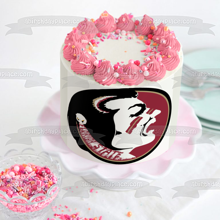 Imagen comestible para tarta con logotipo de Florida State Seminoles, fútbol nativo americano, ABPID06675 