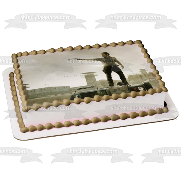 The Walking Dead Rick with a  Grey Clouds Background Edible Cake Topper Image ABPID06817