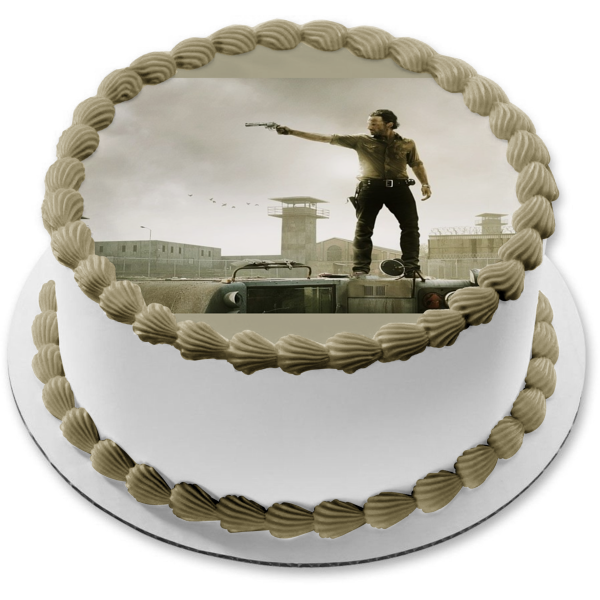 The Walking Dead Rick with a  Grey Clouds Background Edible Cake Topper Image ABPID06817