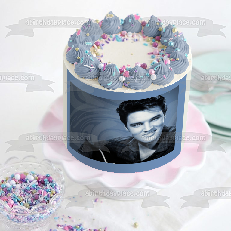 Elvis Presley el Rey Imagen comestible para tarta en blanco y negro ABPID06707 