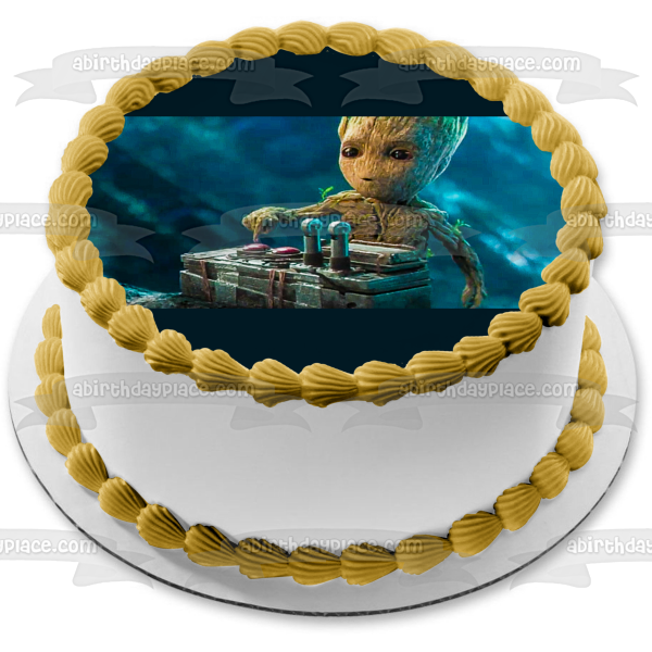 Baby Groot Superhero Anthropomorphic Tree-Man Edible Cake Topper Image ABPID06862