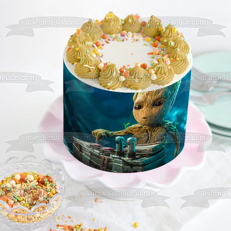 Baby Groot Superhero Anthropomorphic Tree-Man Edible Cake Topper Image ABPID06862