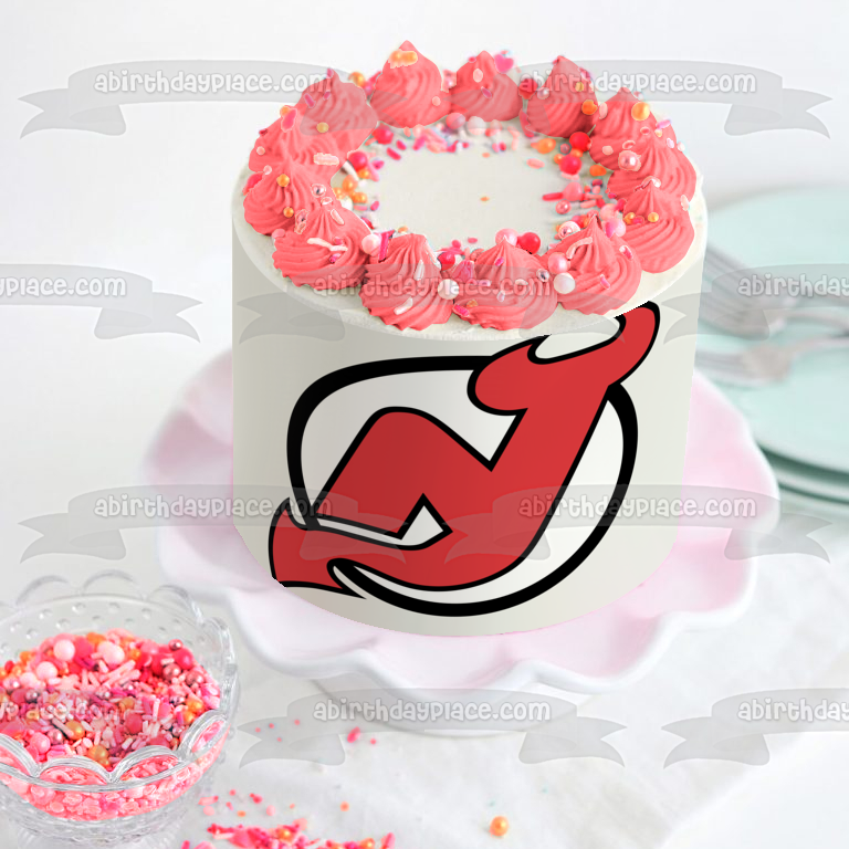 Imagen comestible para tarta con logotipo de los New Jersey Devils de la NHL National Hockey League ABPID06882 