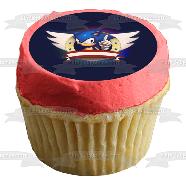 Sonic the Hedgehog Wings Stars and a Red Banner Edible Cake Topper Ima – A  Birthday Place