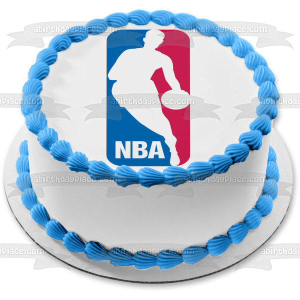 Imagen de decoración comestible para tarta con logotipo rojo, blanco y azul de la Asociación Nacional de Baloncesto de la NBA ABPID06789 