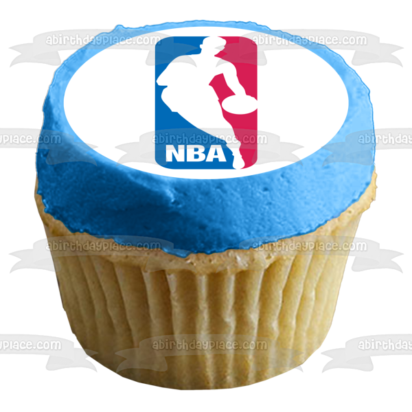 Imagen de decoración comestible para tarta con logotipo rojo, blanco y azul de la Asociación Nacional de Baloncesto de la NBA ABPID06789 