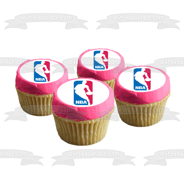 Imagen de decoración comestible para tarta con logotipo rojo, blanco y azul de la Asociación Nacional de Baloncesto de la NBA ABPID06789 