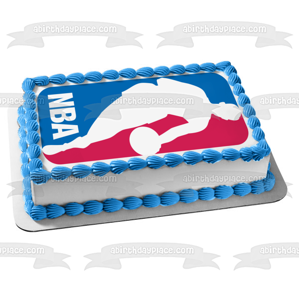 Imagen de decoración comestible para tarta con logotipo rojo, blanco y azul de la Asociación Nacional de Baloncesto de la NBA ABPID06789 