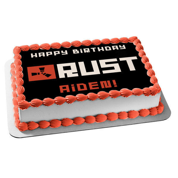 Rust Video Game Logo Edible Cake Topper Image ABPID55282