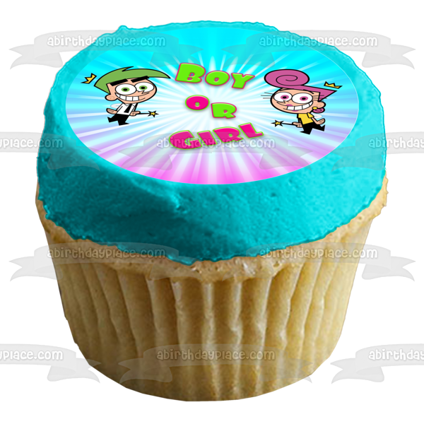 Fairly Little One Fairly Odd Parents Boy or Girl for Your Gender Reveal Edible Cake Topper Image ABPID55285