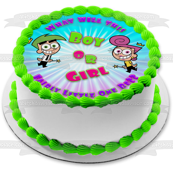 Fairly Little One Fairly Odd Parents Boy or Girl for Your Gender Reveal Edible Cake Topper Image ABPID55285