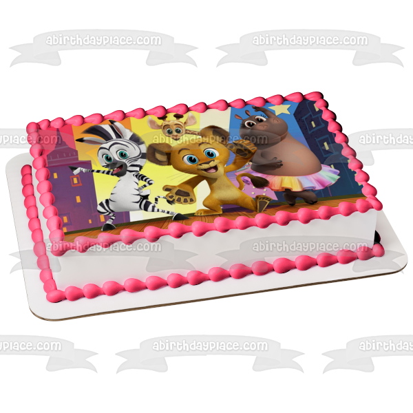 Madagascar: A Little Wild Melman Gloria Alex Marty Edible Cake Topper Image ABPID55286