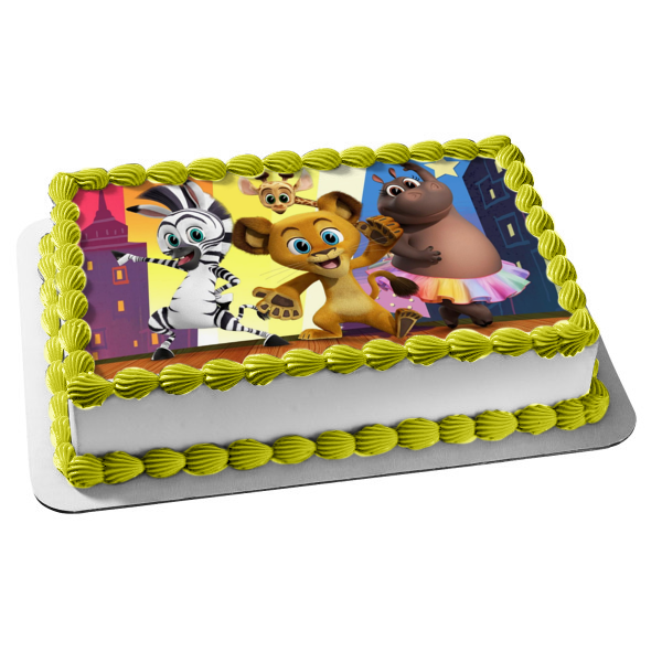 Madagascar: A Little Wild Melman Gloria Alex Marty Edible Cake Topper Image ABPID55286