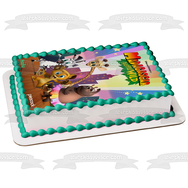 Madagascar: A Little Wild Alex Marty Melman Gloria Edible Cake Topper Image ABPID55288