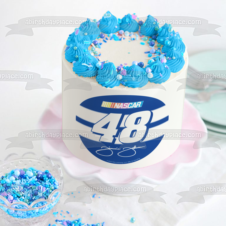 Nascar Logo Jimmie Johnson 48 Signature Edible Cake Topper Image ABPID07013