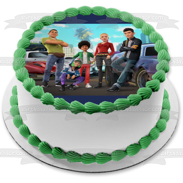 Decoración comestible para tarta de Layla Frostee Tony Cisco de Fast &amp; Furious Spy Racers ABPID55299 