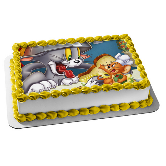 Tom y Jerry en Nueva York jugando a los chefs Imagen comestible para decoración de tarta ABPID55350 