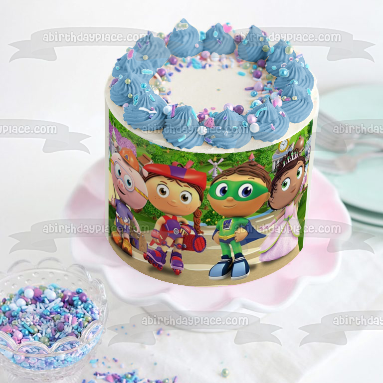 Super Why Princesa Guisante Alfa Cerdo y Caperucita Roja Adorno comestible para tarta Imagen ABPID07027 