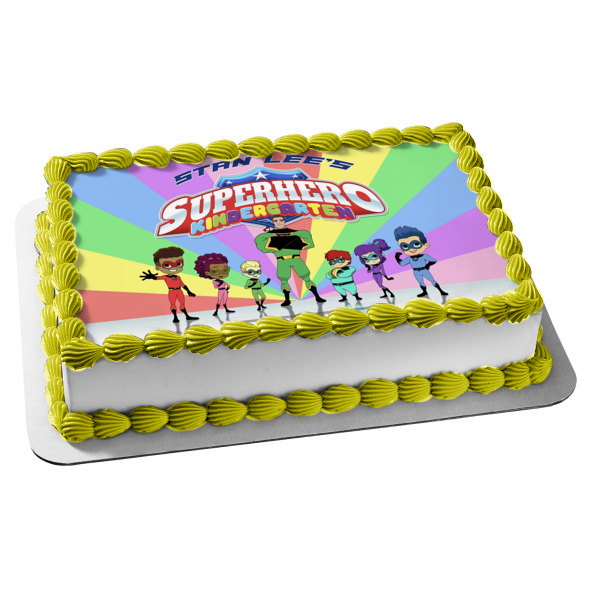 Stan Lee's Superhero Kindergarten Putty Captain Fantastic Lin Choi Vik Pedro Jet Billy Edible Cake Topper Image ABPID55354