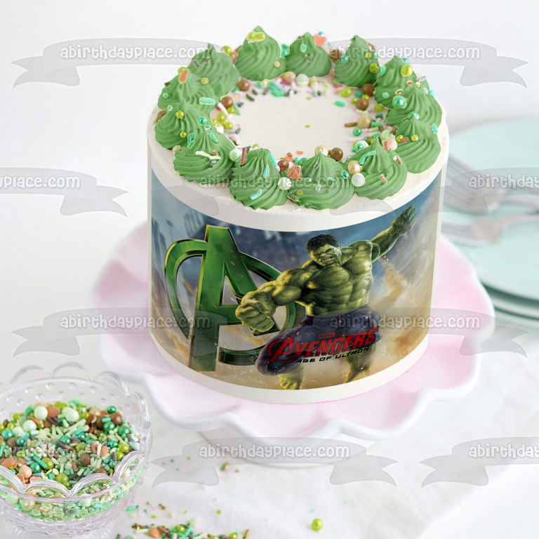 Avengers Logo Age of Ultron and the Incredible Hulk Edible Cake Topper Image ABPID06983