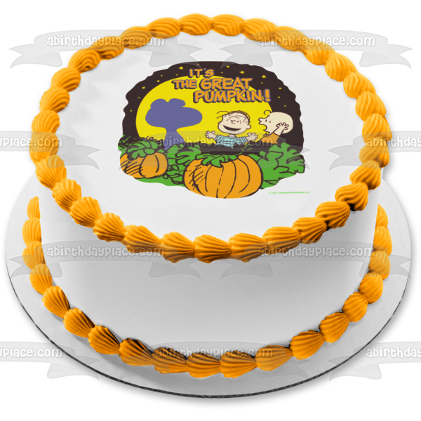 Peanuts Snoopy Charlie Brown y Linus Es la gran calabaza adorno comestible para tarta imagen ABPID07041 