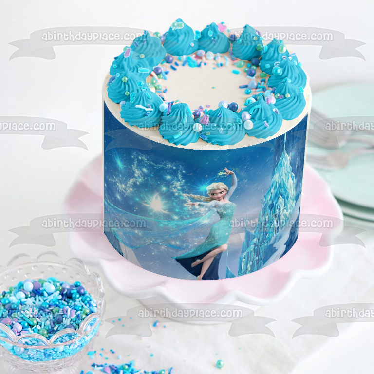 Imagen comestible para tarta con diseño de castillo de hielo de Frozen Anna ABPID07100 