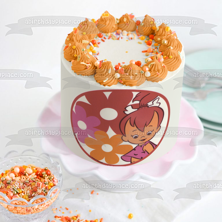 The Flintstones Pebbles and  Flowers Edible Cake Topper Image ABPID07126