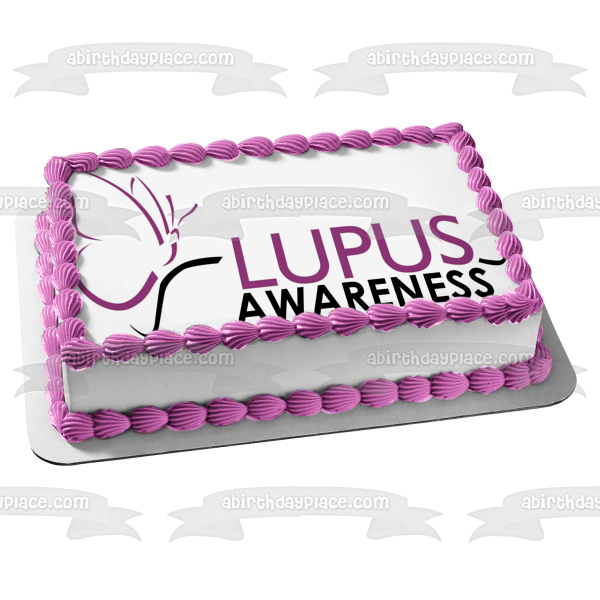 Logotipo de concientización sobre el lupus y fondo blanco Imagen de adorno comestible para pastel de lupus eritematoso sistémico ABPID07076 