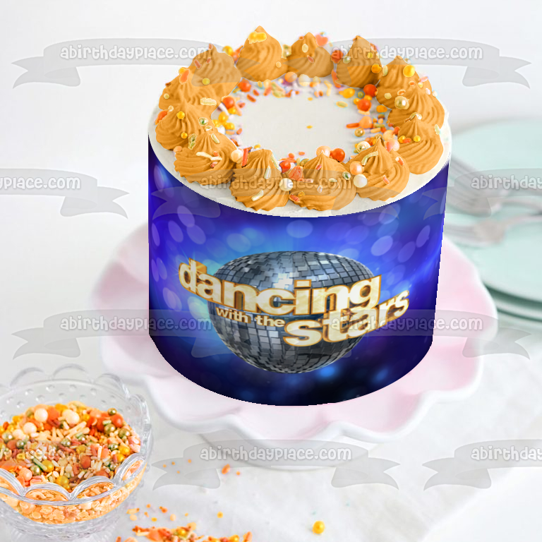 Adorno comestible para tarta bailando con las estrellas, bola de discoteca, imagen ABPID07098 