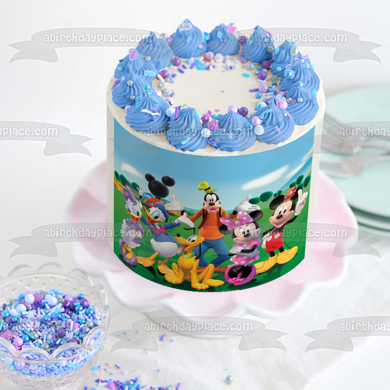 Mickey Mouse Clubhouse Minnie Mouse Goofy Plutón Pato Donald y Daisy Duck Adorno comestible para tarta Imagen ABPID07138 