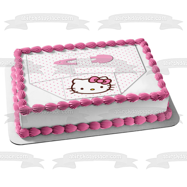 Adorno comestible para tarta con pañal de Hello Kitty, niña rosa para Baby Shower, imagen ABPID07144 