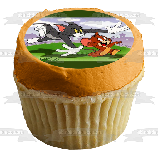 Imagen comestible para decoración de tarta Tom y Jerry persiguiendo ABPID07148 