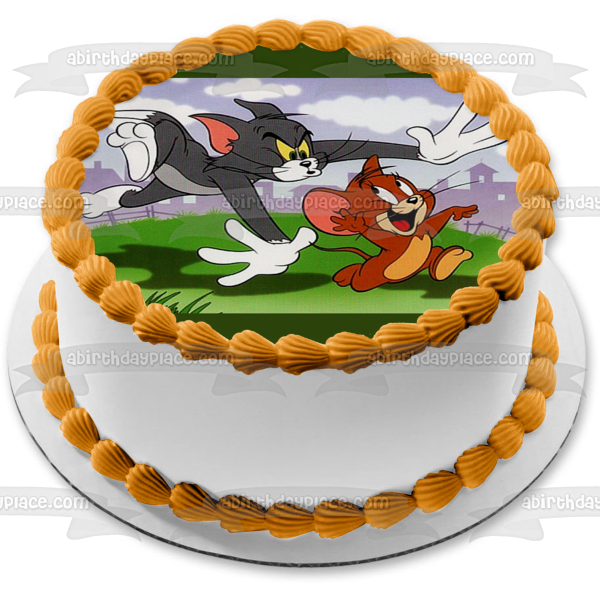 Imagen comestible para decoración de tarta Tom y Jerry persiguiendo ABPID07148 