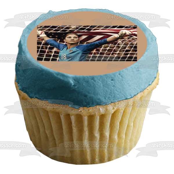 Hope Solo - Portero de fútbol femenino, medallista de oro olímpico con una bandera estadounidense, decoración comestible para tarta, imagen ABPID07318 