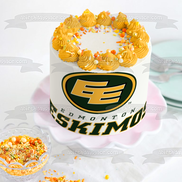 Edmonton Eskimos 2016 Logo Canadian Football League Edible Cake Topper Image ABPID07157